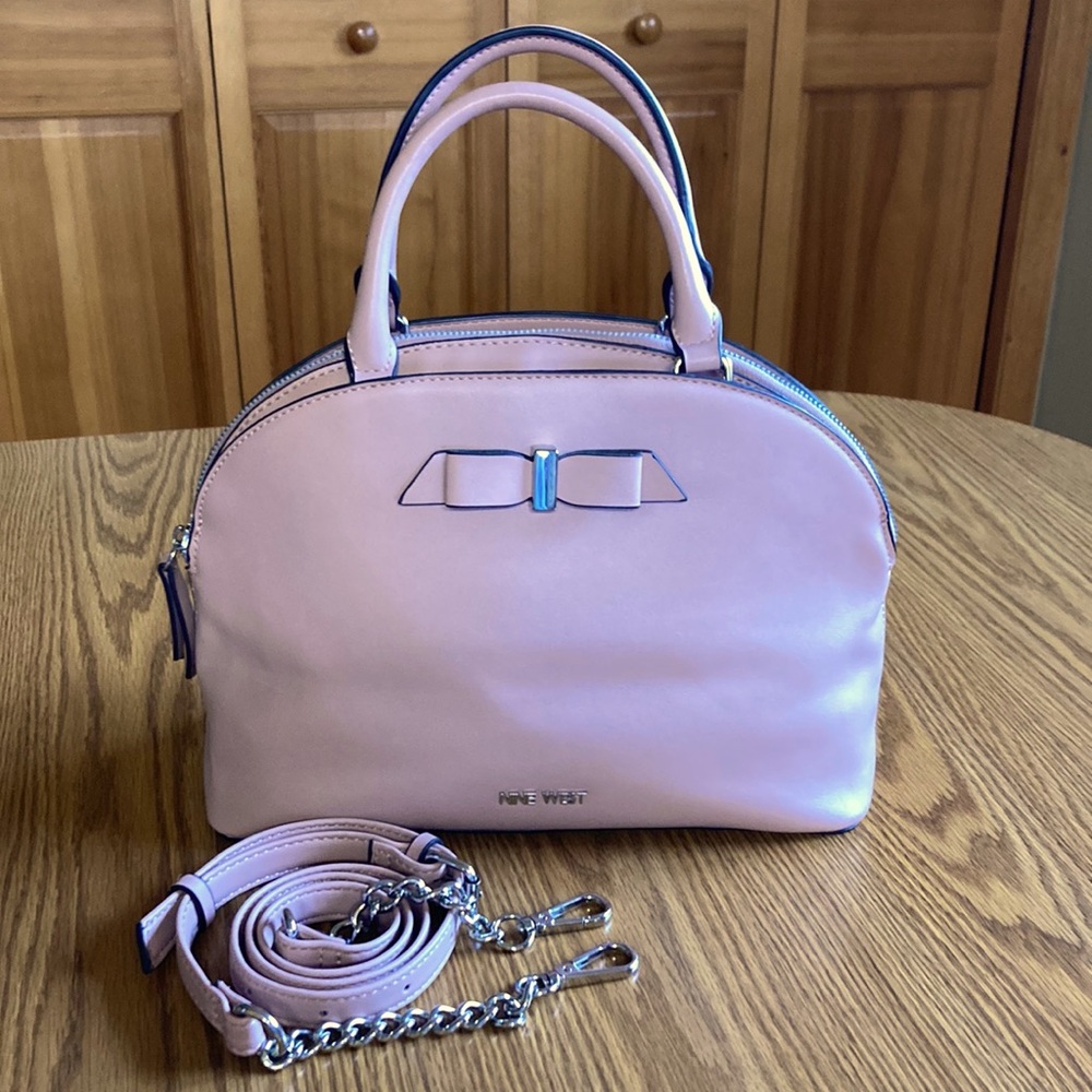 Nine West Pink Satchel with Chain Crossbody/Shoulder Strap